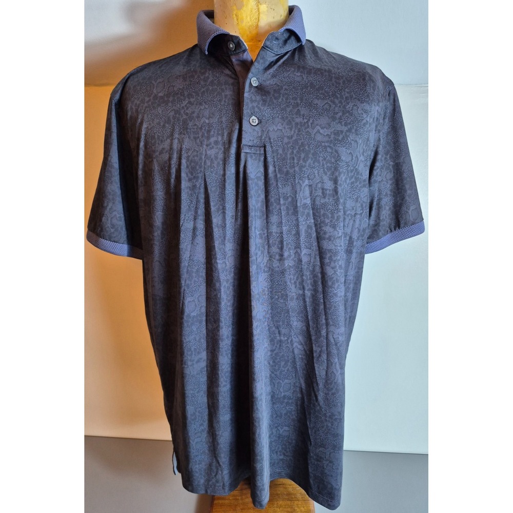 Greyson Mens Short Sleeve Polo Golf Shirt Large Black Camo Print